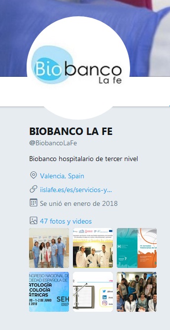 Perfil Twitter Biobanco La Fe