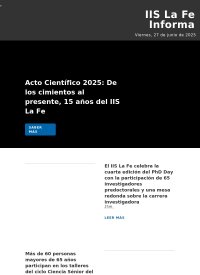 Newsletter IIS La Fe Informa: Viernes, 27 de junio de 2025