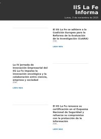 Newsletter IIS La Fe Informa: Lunes,  3 de noviembre de 2025